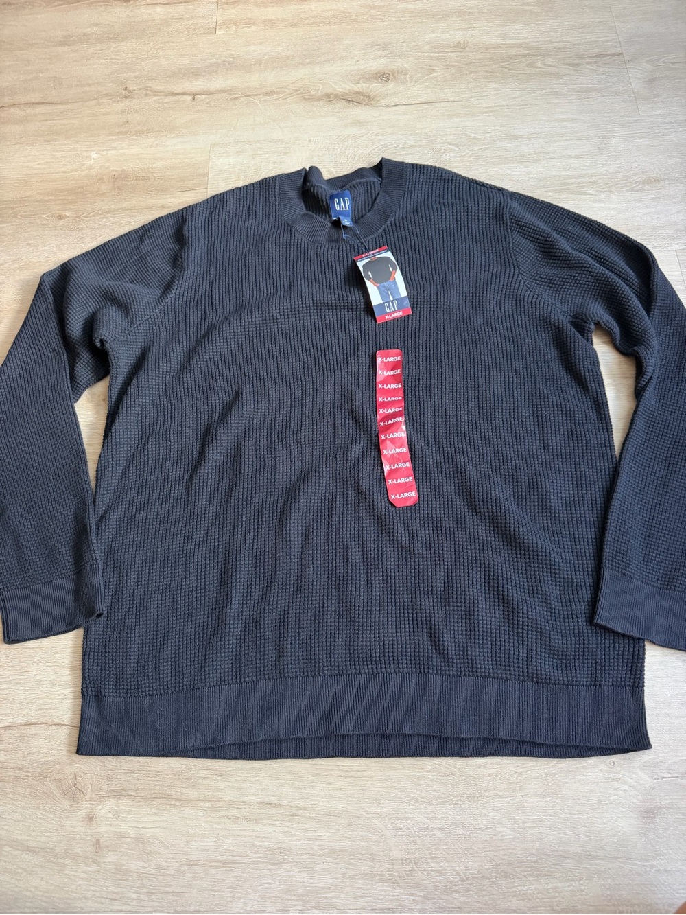 Gap men's Waffle knit crew neck Black SZ XL NWT